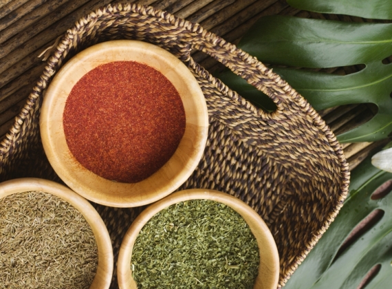 Three bowls of spices