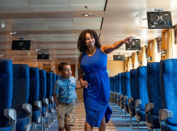 FR walking down aisle